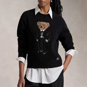Polo Ralph Lauren Bear Cub Series Black Women's Wool Sweater